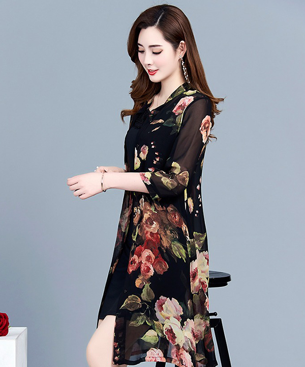 ĐẦM KÈM ÁO KHOÁC HOA