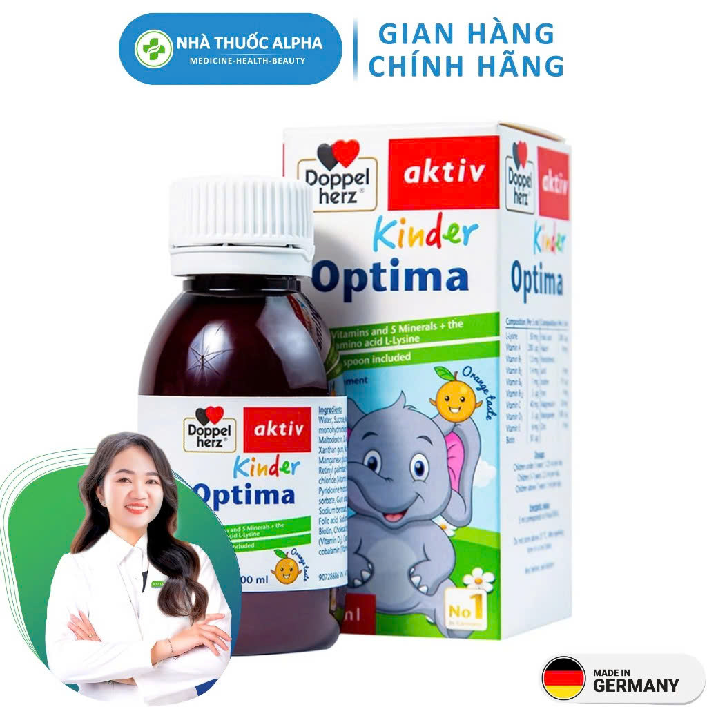 Siro bổ sung vitamin cho bé Doppelherz Kinder Optima hỗ trợ giúp bé ăn ngon 100ml