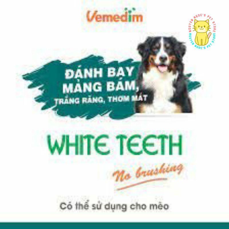 White Teeth Vemedim - Nước súc miệng ngăn ngừa mảng bám, cải thiện mùi và sức khỏe răng miệng dùng cho CHÓ MÈO chai 100ml