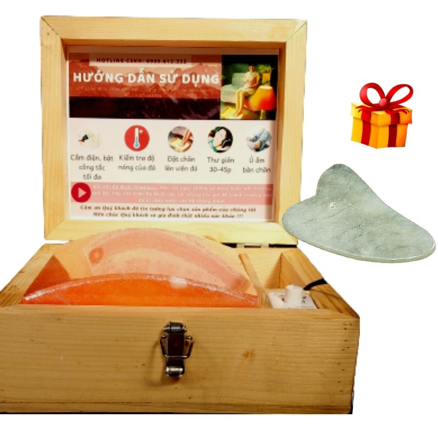 Đá Muối Hymalaya Phiên Bản Cải Tiến Dày Dặn Home Spa - Tặng Viên Đá Guasha Thiên Nhiên Hình Trái Tim Xinh Xắn Nâng Cơ Mặt Thon Gọn - Cạo Gió