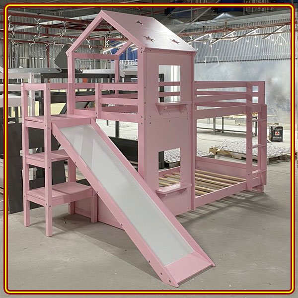 Giường 2 tầng 200m x 105cm Tundo màu hồng