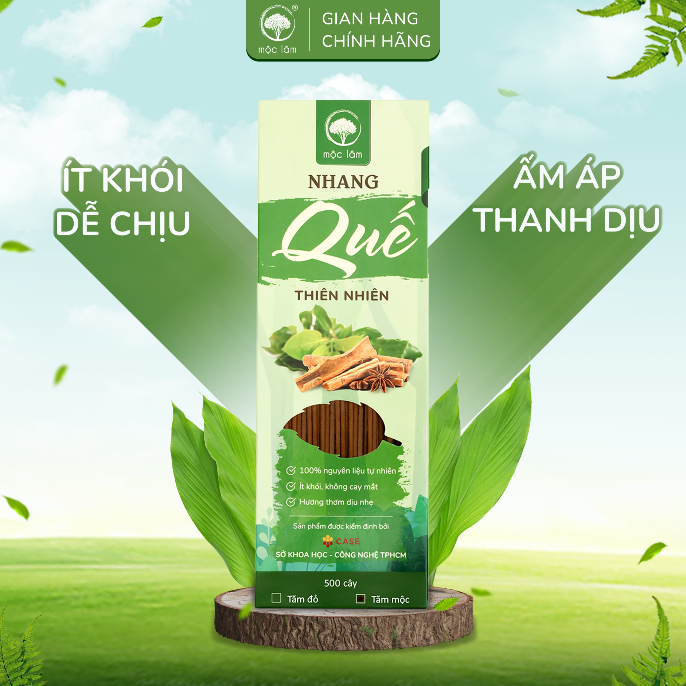 Nhang Quế Thiên Nhiên MỘC LÂM 29cm, Nhang Sạch, Ít Khói, Hương Thơm Thanh Dịu Tự Nhiên