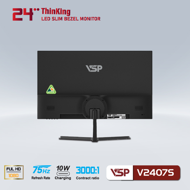 Màn hình VSP V2407S 24inch (23.8&quot; FHD VA 75Hz, HDMI+VGA+TypeC+Audio 3.5) - Hàng chính hãng TECH VISION phân phối