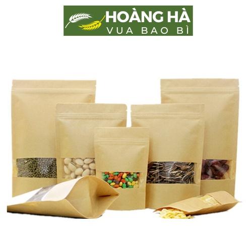 Túi zip giấy kraft đựng thực phẩm 1KG Túi zip giấy kraft có cửa sổ đáy đứng