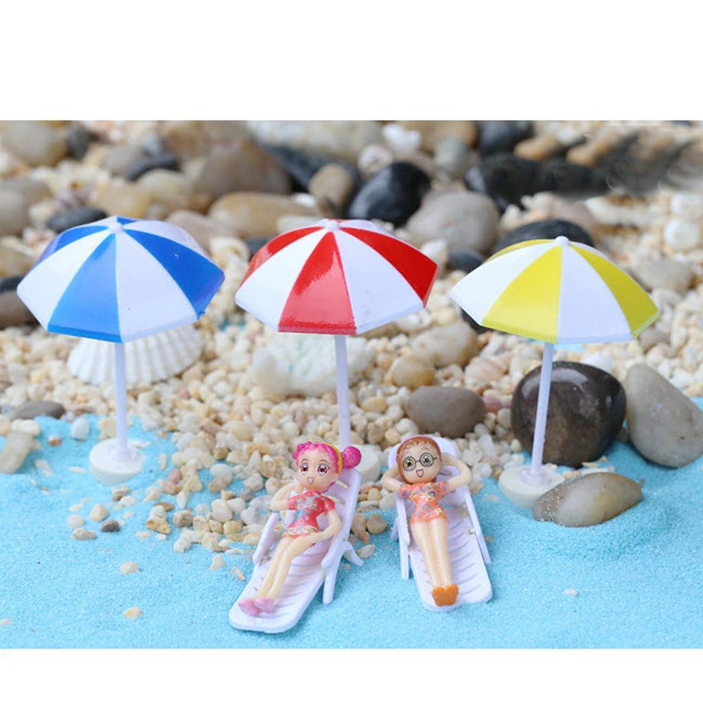 6X Miniature Bonsai  Landscape  Umbrella Decor S Yellow