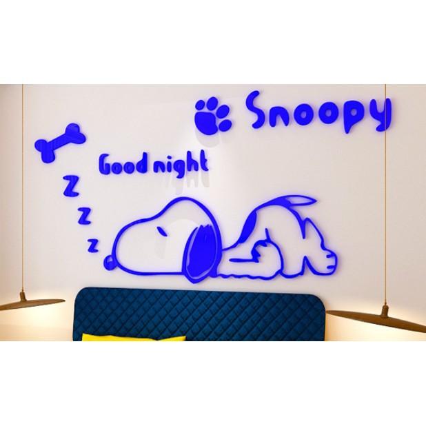Trang trí tường phòng ngủ 3D Snoopy Goodnight Lớn (1,3x0,67)m (đen) - Gia dụng SG