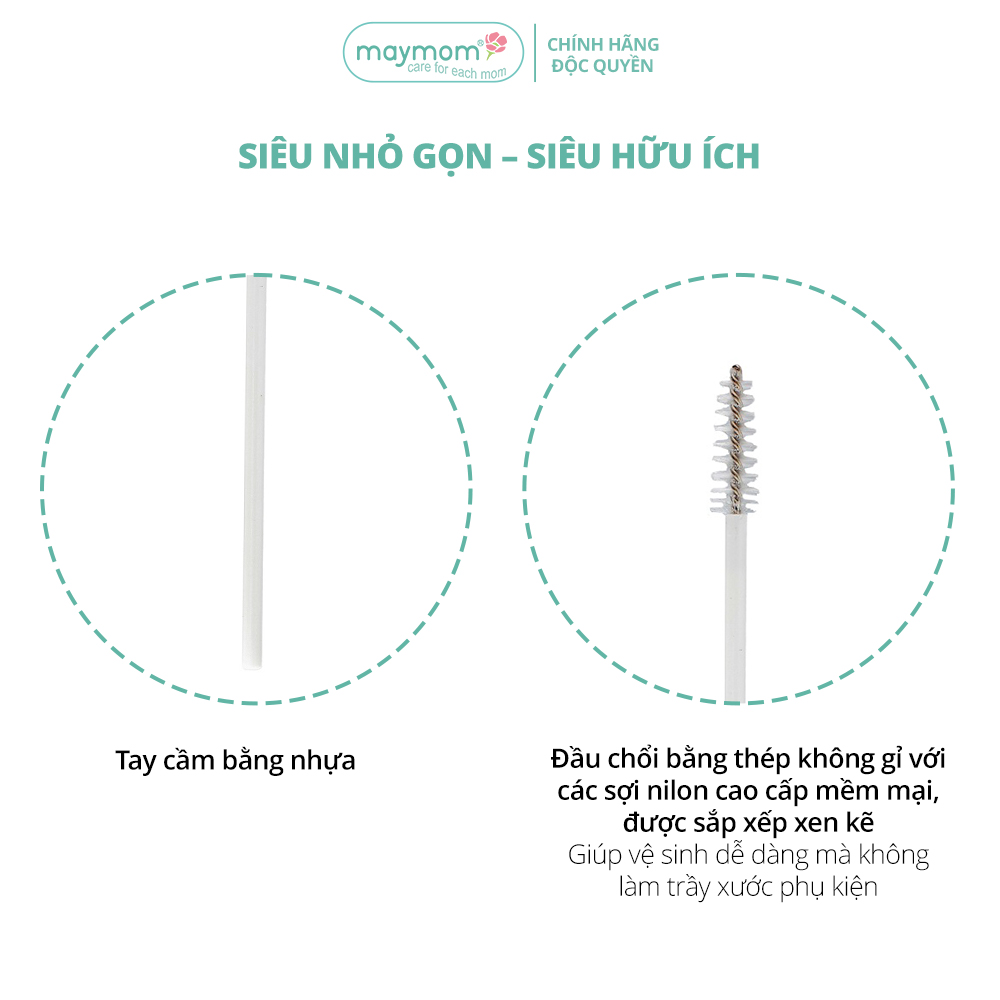 Cọ Phụ Kiện Maymom, Vệ Sinh Cổ Nối Phễu Hút Sữa, Chuyên Dụng Cho Việc Vệ Sinh Những Ngóc Ngách Nhỏ