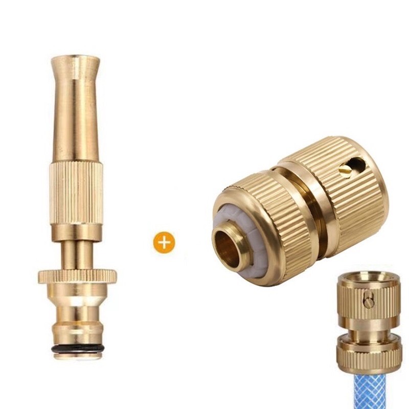 Combo 2 Đầu vòi xịt tăng áp phun nước rửa xe,tưới cây, có thể nối nhanh đầu phun, ống nước
