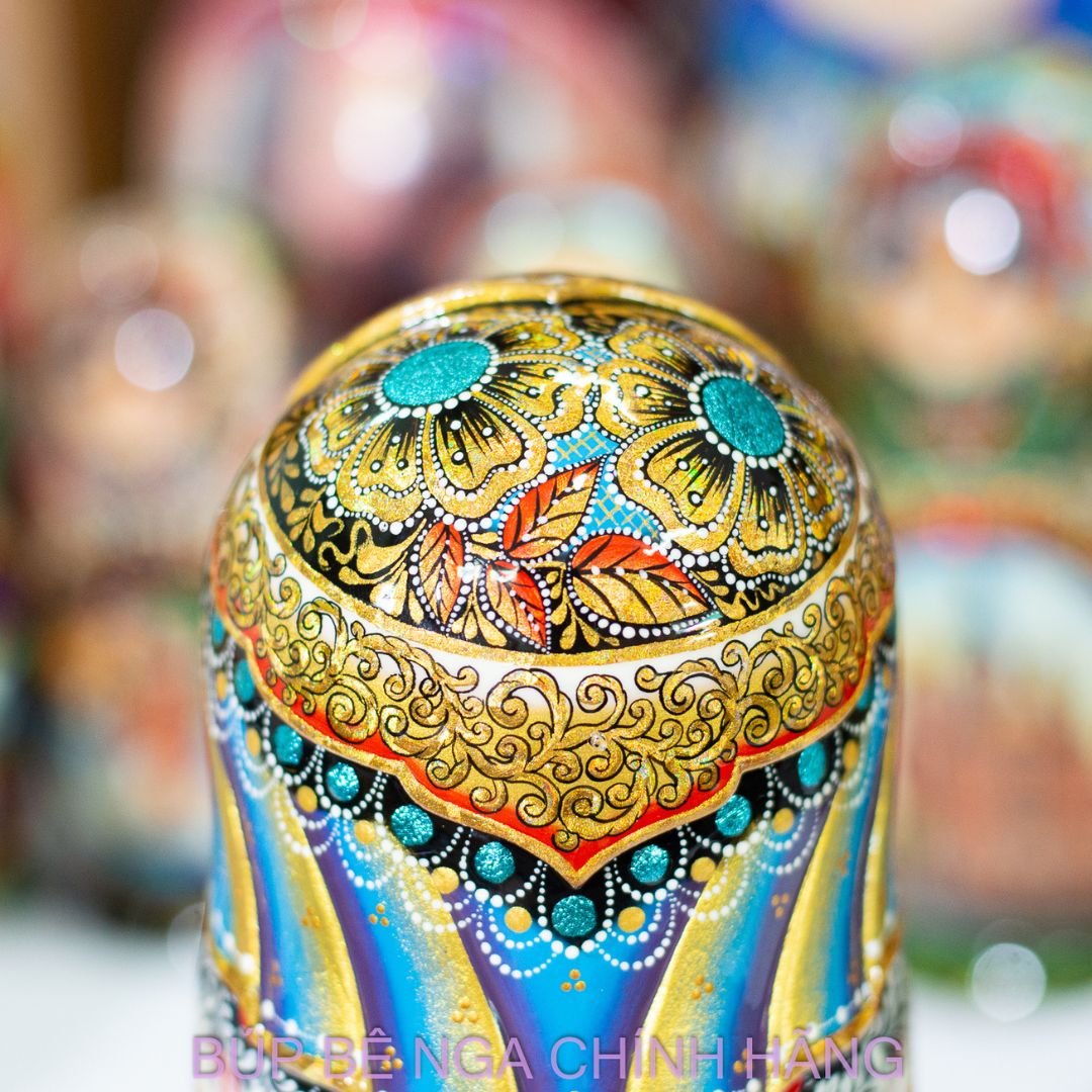 BỘ BÚP BÊ NGA MATRYOSHKA 5 LỚP 20CM CAO CẤP KHẮC CHẠM NỔI HOA VĂN "PHƯỢNG HOÀNG LỬA" CỰC ĐẸP VÀ SANG TRỌNG