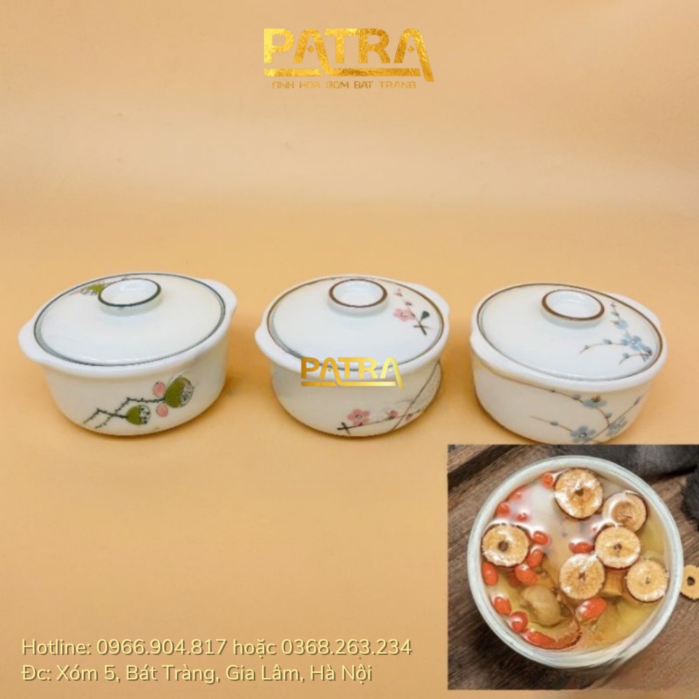 Bát nắp ăn súp, bát trưng yến, bát sứ Bát Tràng có nắp đựng gia vị cao cấp