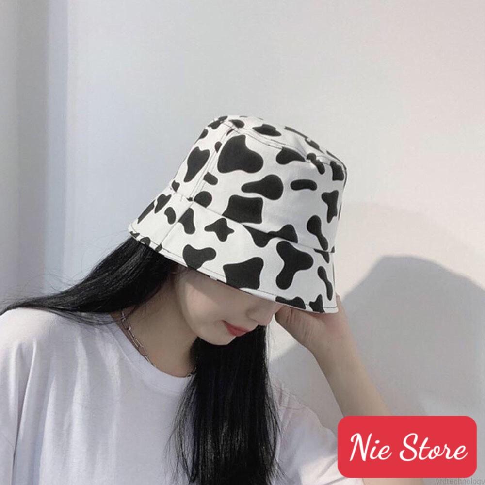 Mũ bucket bò sữa ️ Nón vành tròn hoạ tiết trắng đen phong cách Ulzzang form unisex nam nữ.