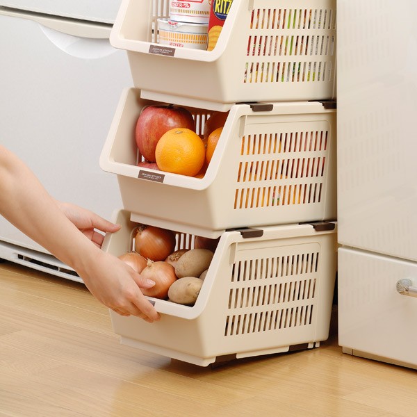 Bộ 2 rổ đựng thực phẩm đa năng dạng lưới màu xanh - Hàng Nội Địa Nhật