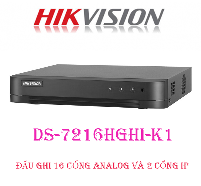 Đầu ghi hình camera Analog HD-TVI 16 Kênh Hikvision DS-7216HGHI-K1 (S) 1080P LITE H.265 Pro - Hàng chính hãng