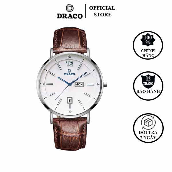 Đồng Hồ Nam DRACO Sang Trọng D21-ST01 “The First boy” Trắng Da Nâu