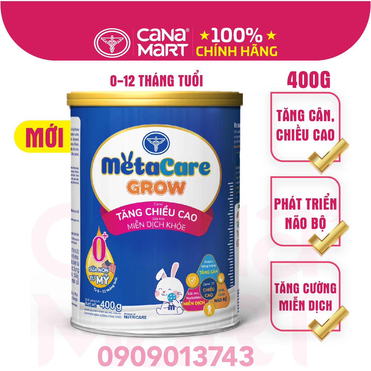 Sữa bột Nutricare MetaCare 0+ phát triển toàn diện