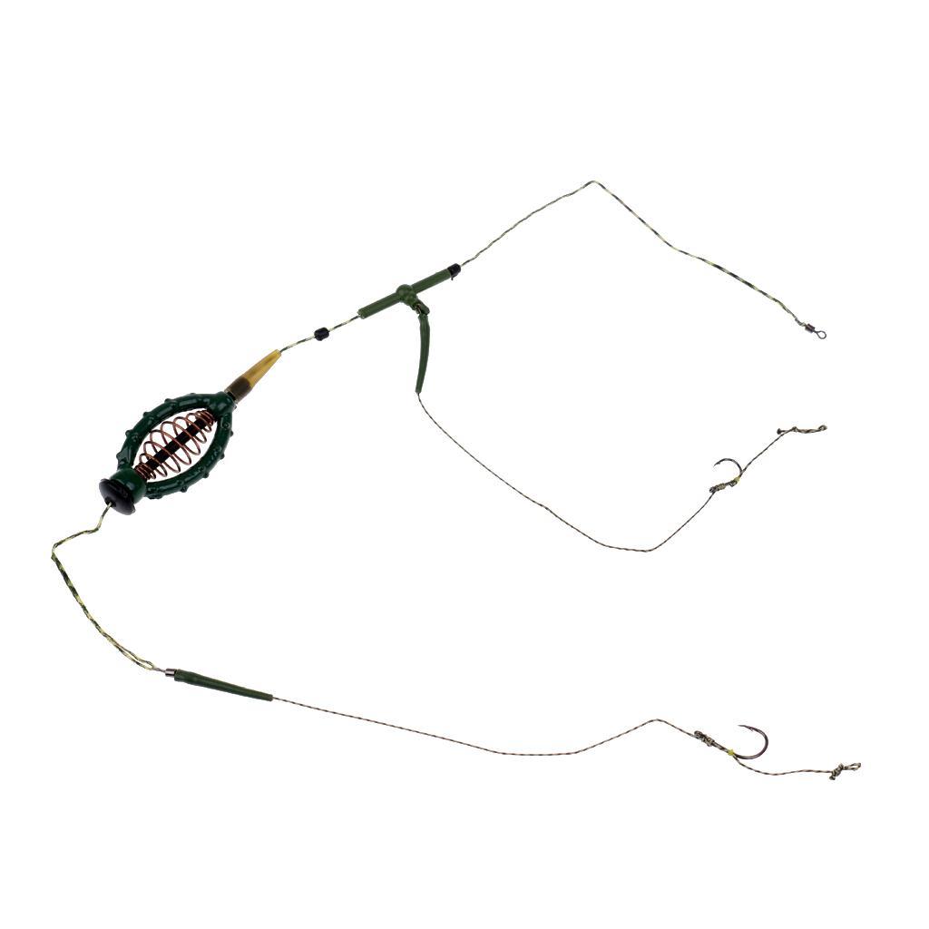 Carp Fishing Feeder Fishing Baits Cage Hook Rig Set with Lead Sinker Terminal Tackle