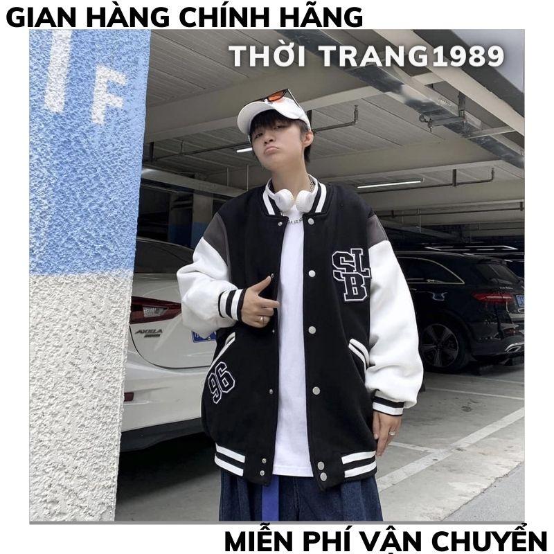 Áo Khoác Bomber Jacket Dù  Form Rộng Phối Chữ Nam Nữ Ullzang Unisex ,áo khoác hàn quóc THỜI TRANG 1989