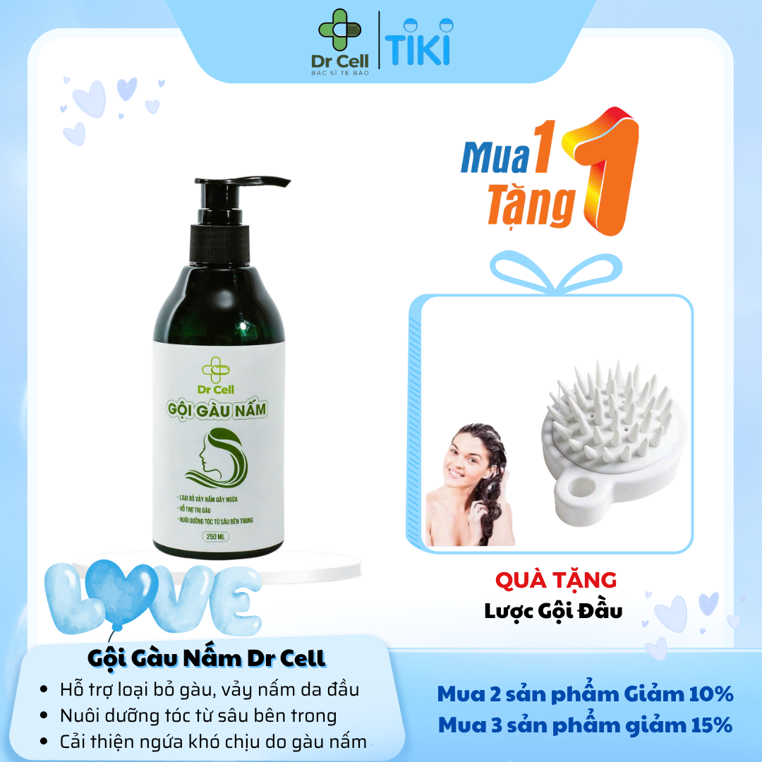 Gội Gàu Nấm Dr Cell 250ml hỗ trợ làm sạch gàu nấm da đầu dưỡng tóc hỗ trợ mọc tóc con giảm rụng tóc - Hàng Chính Hãng