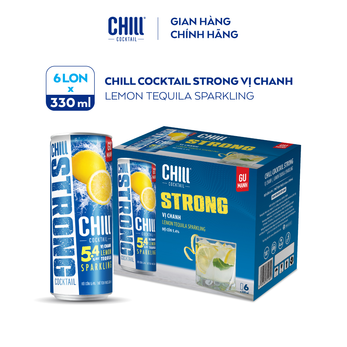 Thùng 6 lon Chill Cocktail Strong vị Chanh Tequila (330ml/lon)