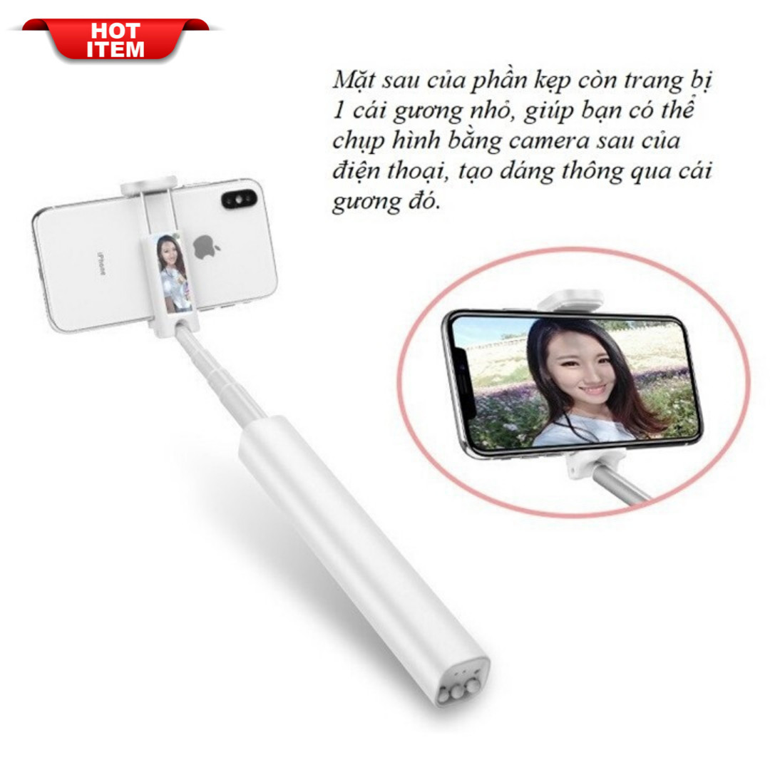 Gậy Tự sướng Blutooth Thế Hệ 4.0 3in1, Có Gương soi,Thân nhôm Siêu Nhẹ, Remote Tháo Rời Model L02, Có Thể Gấp Gọn Chiều Dài Tối Đa 66cm- Màu Ngẫu Nhiên