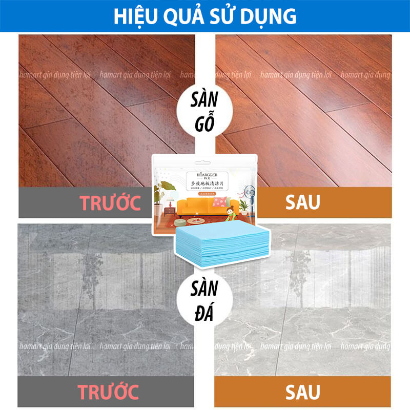 Túi 30 Miếng Lau Sàn Nhà Hoà Tan Trong Nước 2 Mùi Hương Hoa Làm Sạch Khử Khuẩn Bảo Dưỡng Nền Gỗ Đá