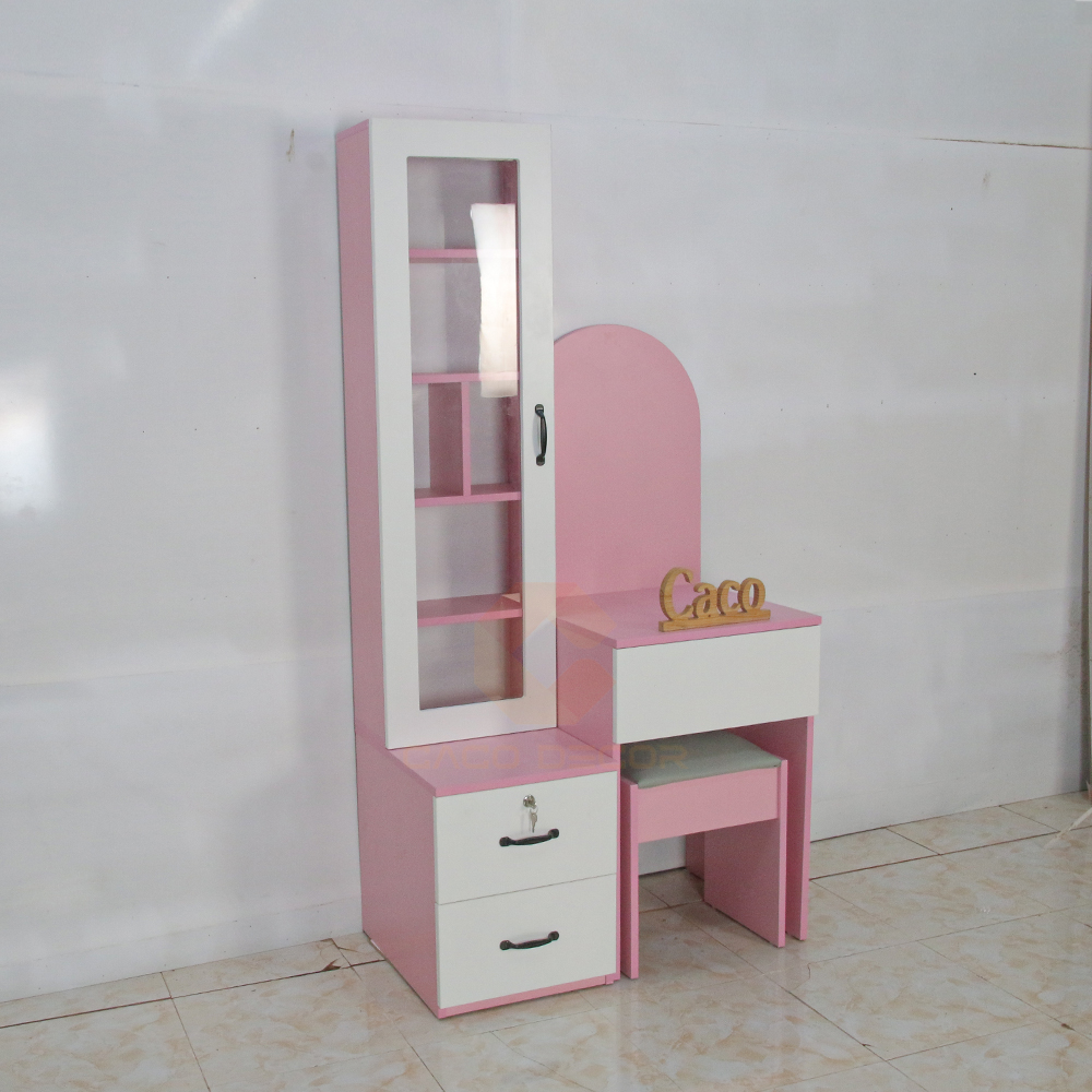 BÀN TRANG ĐIỂM GỖ MDF MELAMINE MÀU TRẰNG PHỐI HỒNG