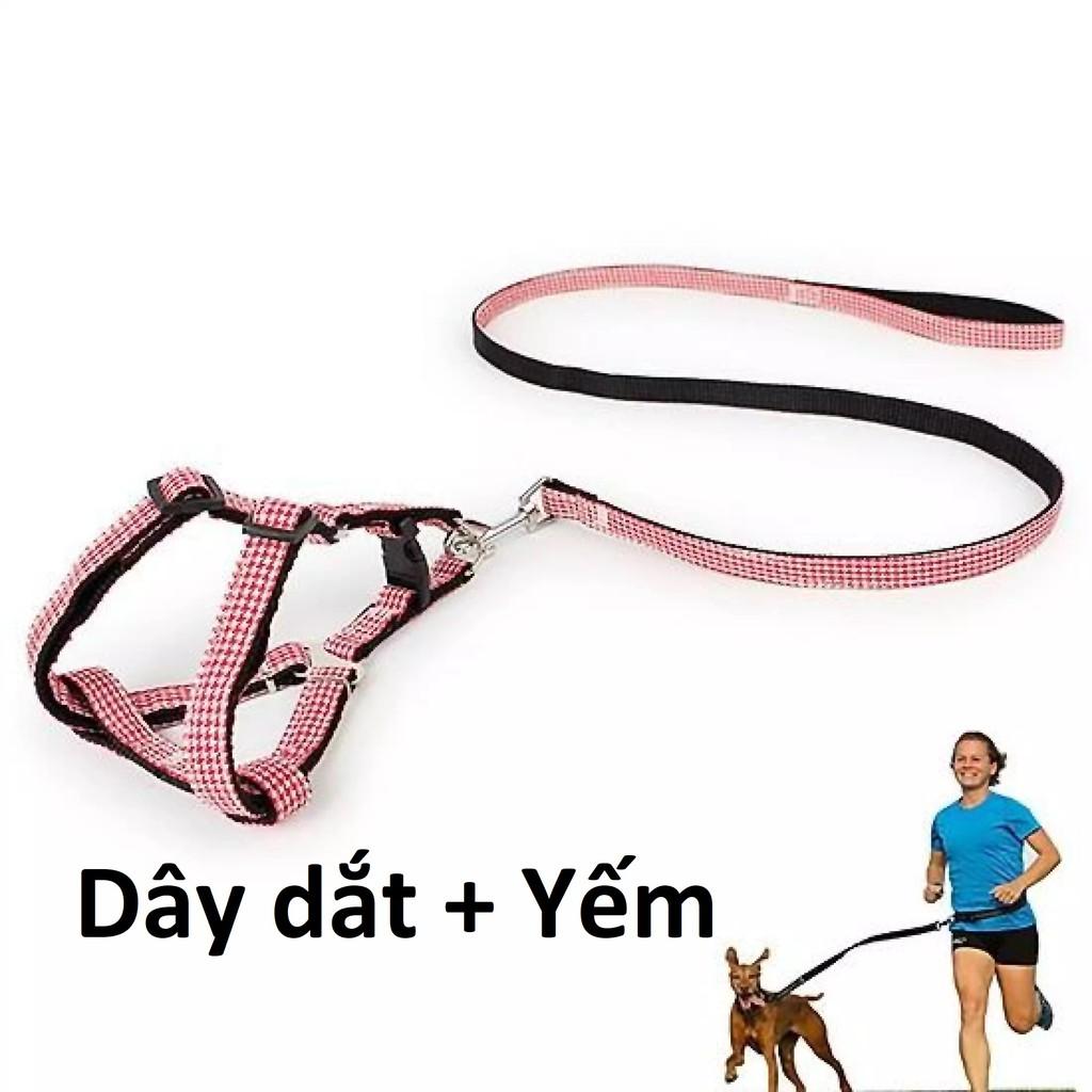 Dây dắt cho chó mèo nhỏ loại vải dày 2 lớp (2 loại Kèm vòng cổ và kèm yếm) dây xích chó bằng vải - Lida Pet Shop