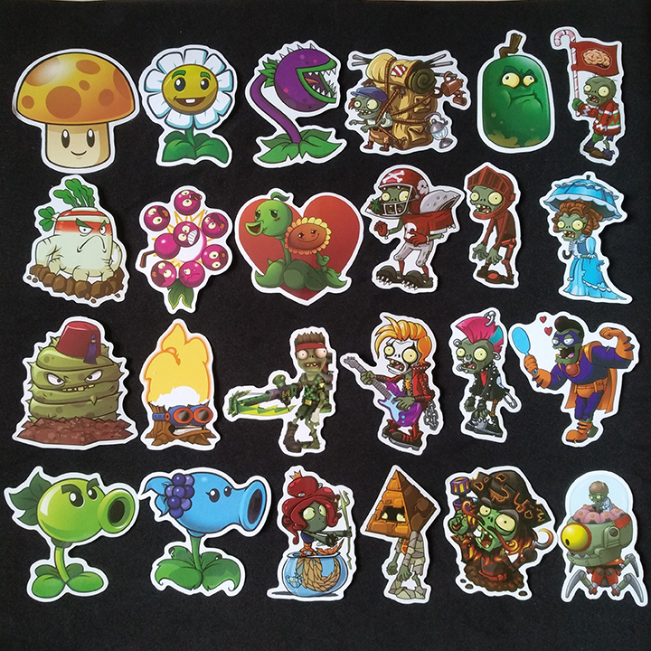 Bộ Sticker dán cao cấp chủ đề PLANTS VS ZOMBIES - Dùng dán Xe, dán mũ bảo hiểm, dán Laptop