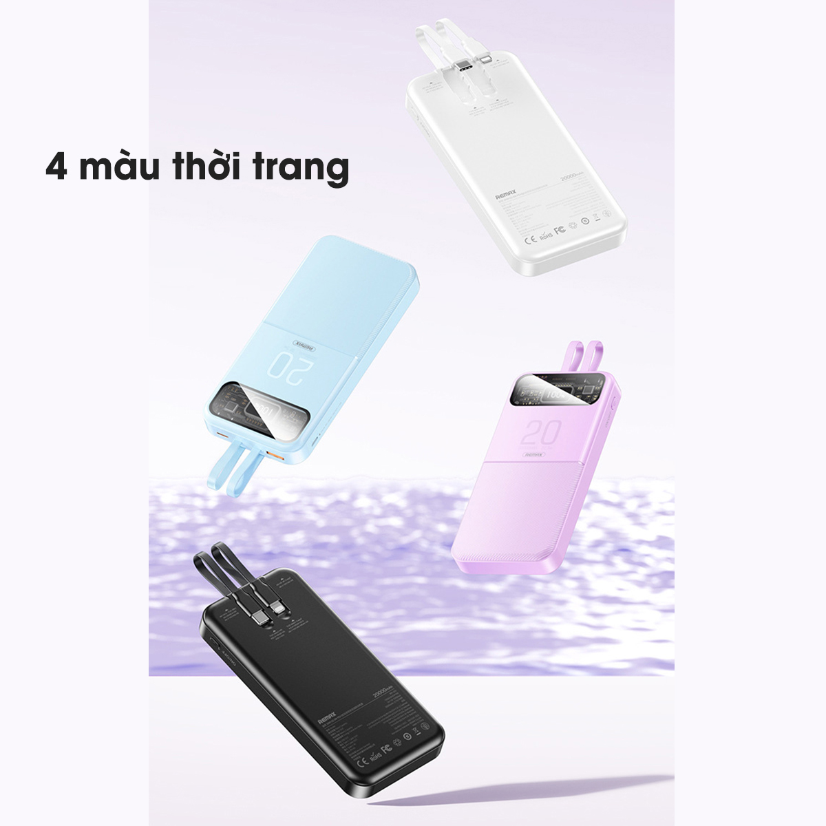 Hình ảnh Remax RPP 620 Pin sạc dự phòng 20000mAh tích hợp 2 cáp - hỗ trợ QC 22.5W và PD 20W -Remax Hàng Chính Hãng Bảo Hành 12 Tháng Lỗi 1 Đổi 1