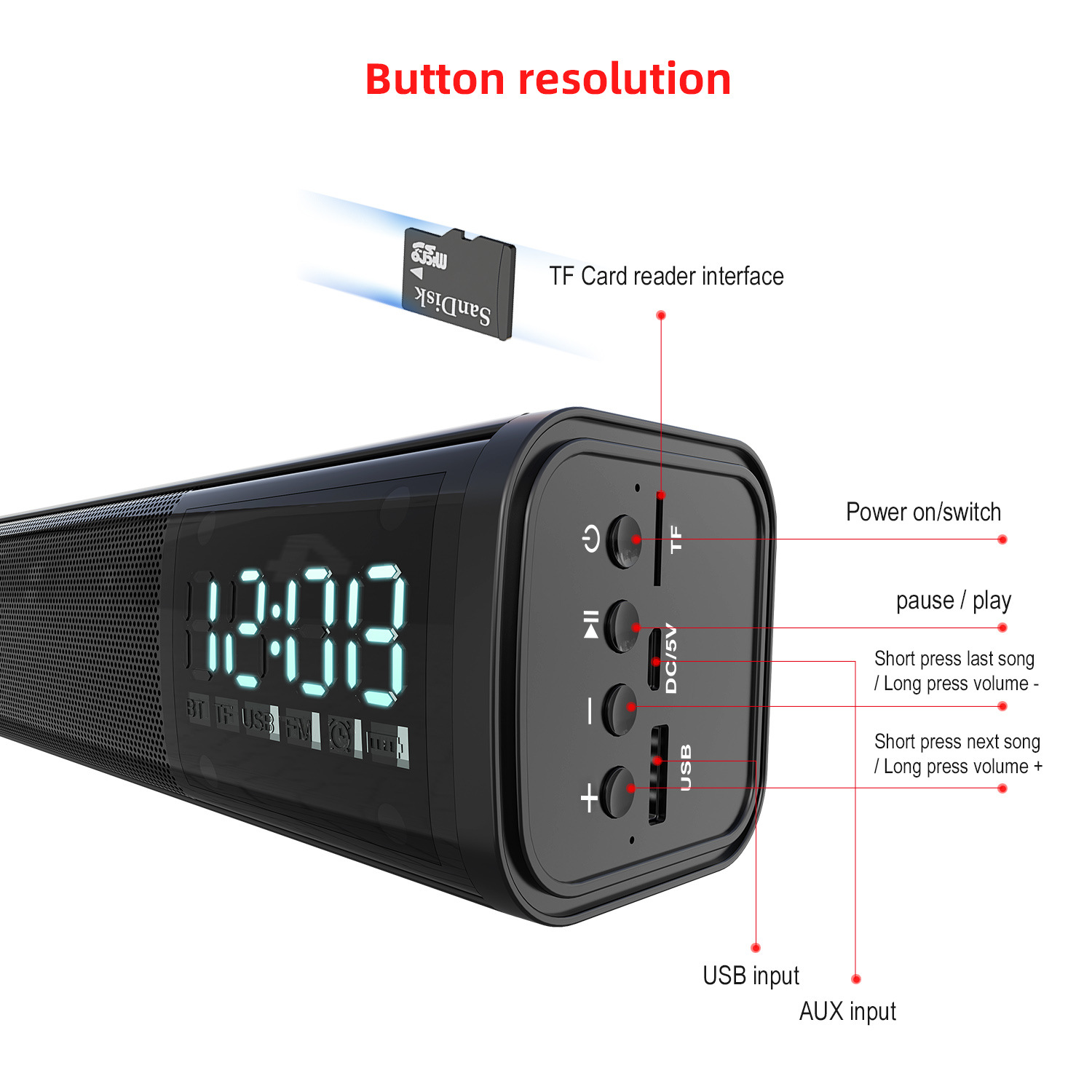 Loa Bluetooth HXSJ Q2, Loa nghe nhạc USB thẻ nhớ, FM, Dùng cho điện thoại, máy tính, tivi - Hàng chính hãng