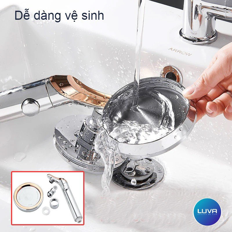 Vòi hoa sen Luva VS6, đường kính bát sen 11cm, Bật/Tắt trực tiếp trên vòi sen