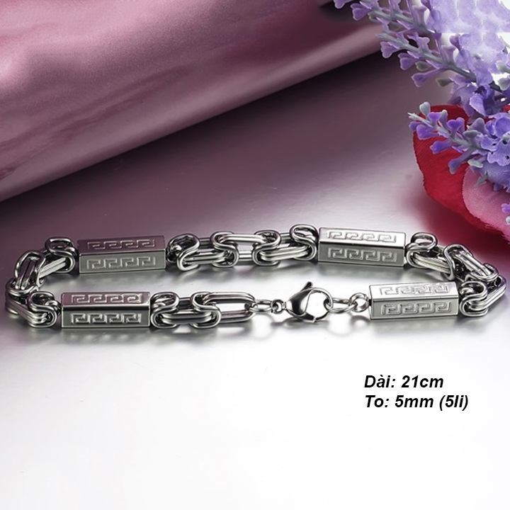 Lắc tay nam kiểu xích to 5li cá tính MVT058-1 Không đen không gỉ sét