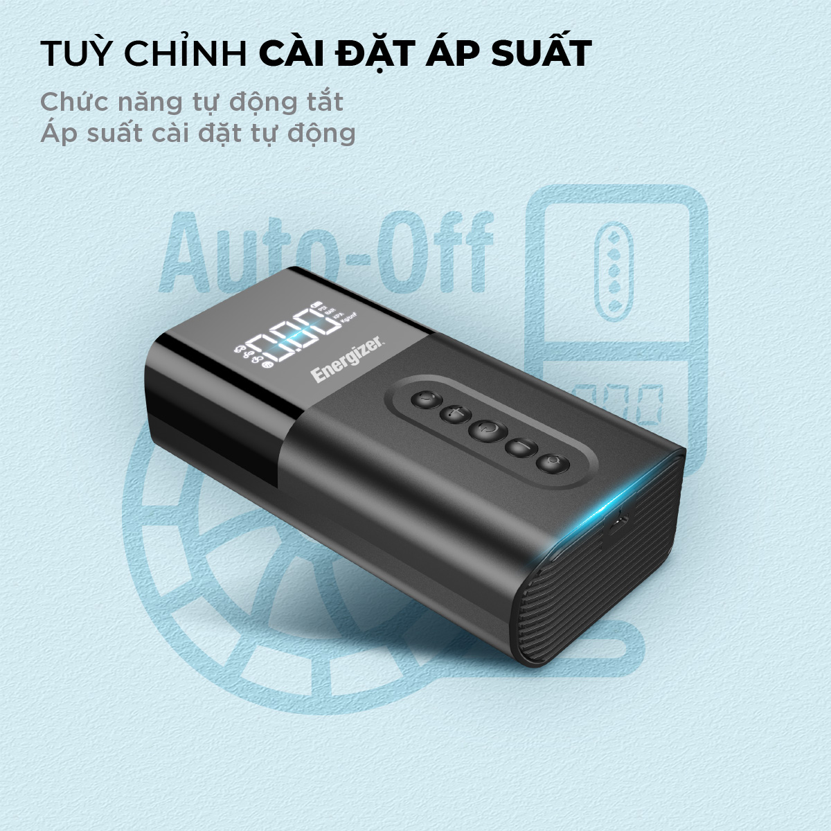 Bơm di động cầm tay kiêm pin sạc dự phòng Energizer PAC6003 - Hàng chính hãng