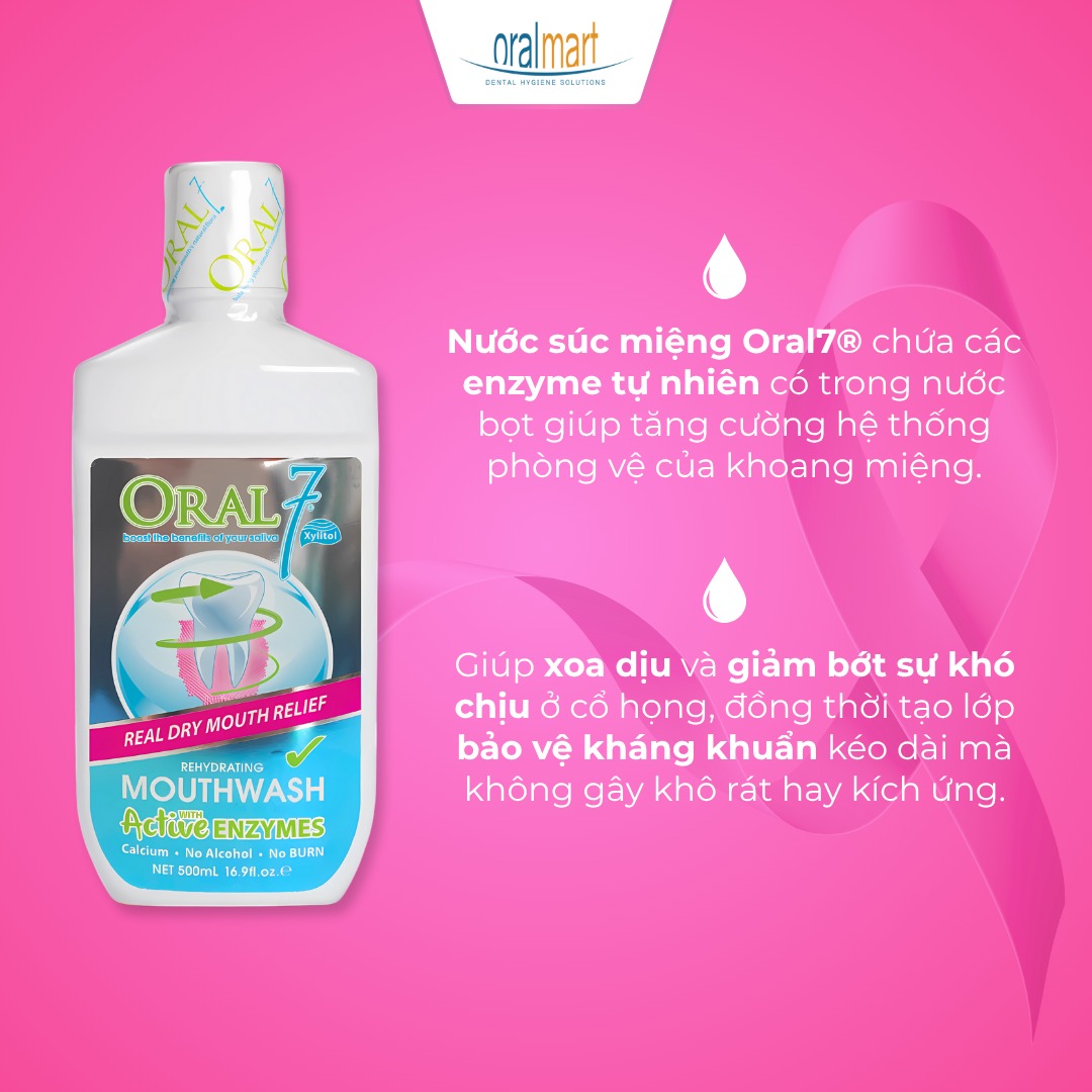 Nước súc miệng giữ ẩm tạo nước bọt nhân tạo cho người khô miệng, viêm lợi Oral7 Moisturising Mouthwash 250ml - Nhập Khẩu Anh