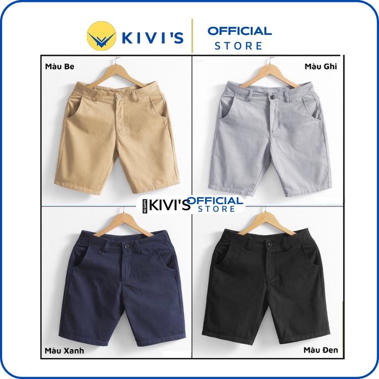Quần short nam OKYI chất liệu kaki jean co giãn thiết kế đơn giản chuẩn form KIVI'S