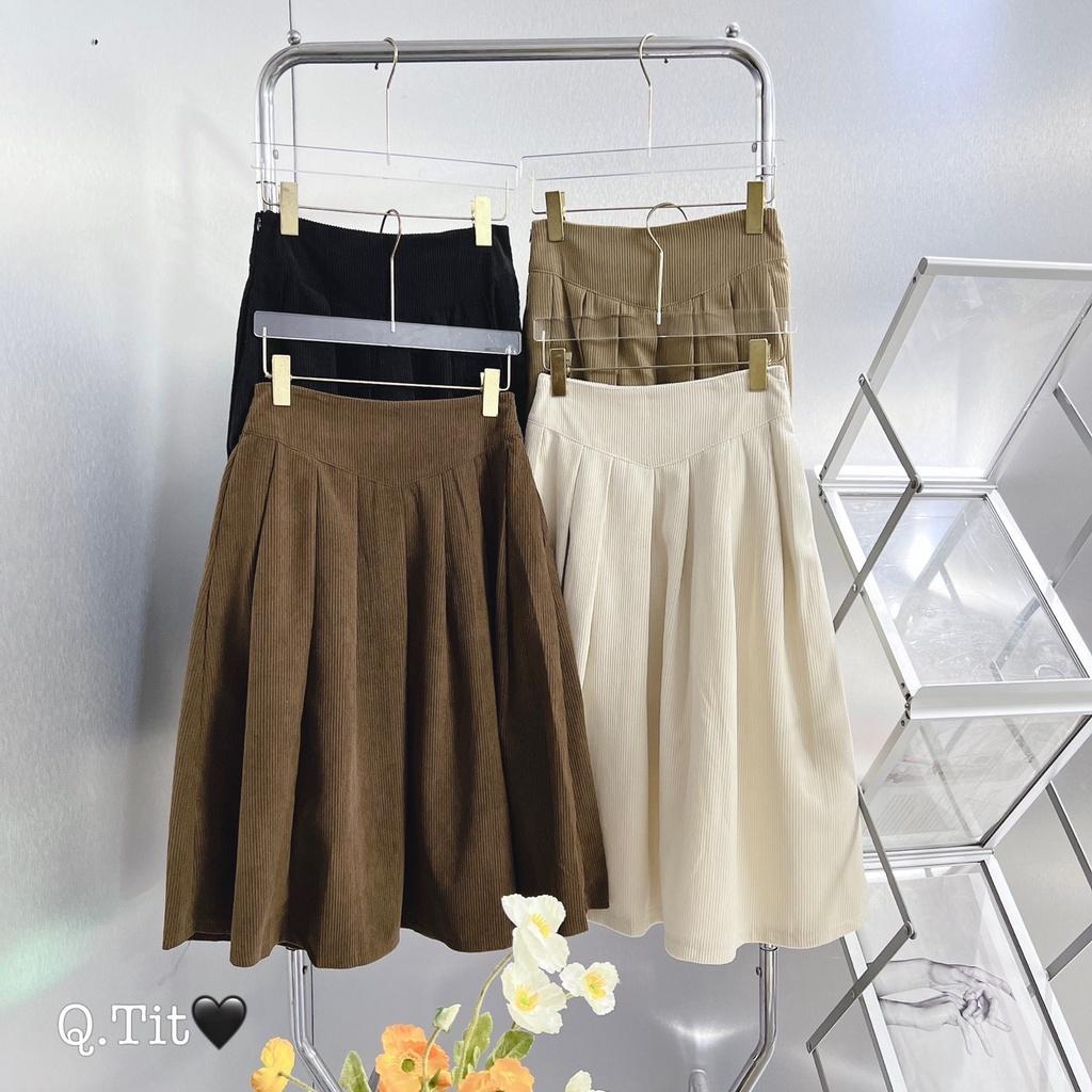 ChÂn váy tăm nhung xếp ly dáng dài 6699