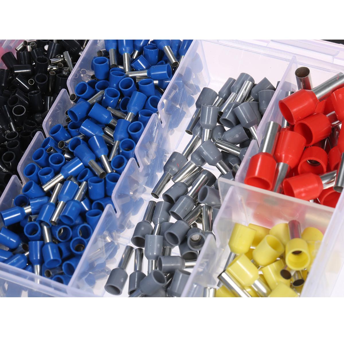1200Pcs Assorted Wire Ferrule Kit with Crimper 22/20/18/16/14/12/10/7AWG Wire End Ferrules Terminal Ferrule Connectors