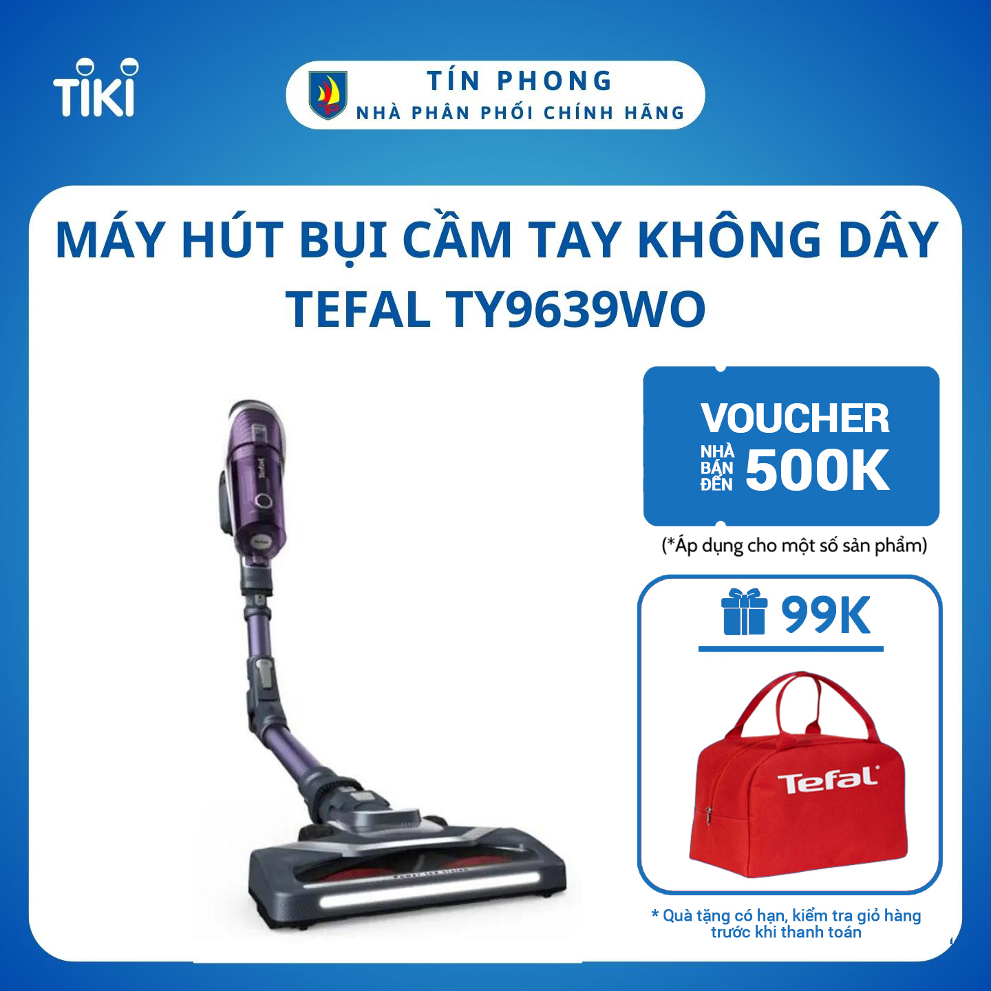 Máy hút bụi cầm tay không dây Tefal TY9639WO- Hàng chính hãng