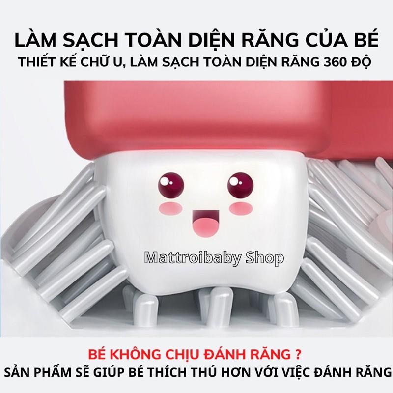 Bàn chải đánh răng trẻ em chất liệu silicon mềm, hình chữ U xoay 360 cho bé từ 2-6 tuổi