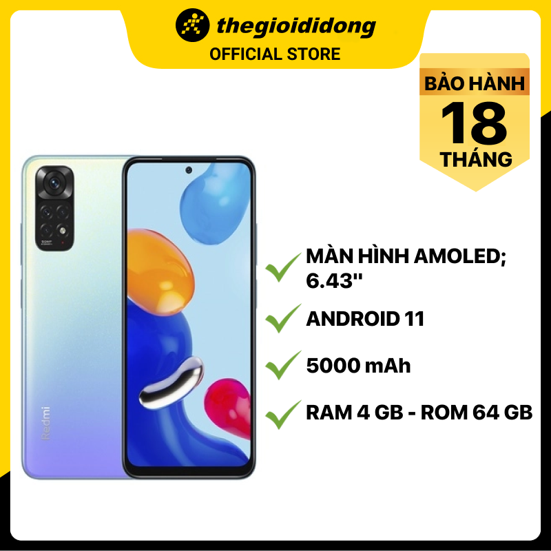 Điện thoại Xiaomi Redmi Note 11 (4GB/64GB) - Xanh dương nhạt - Hàng chính hãng