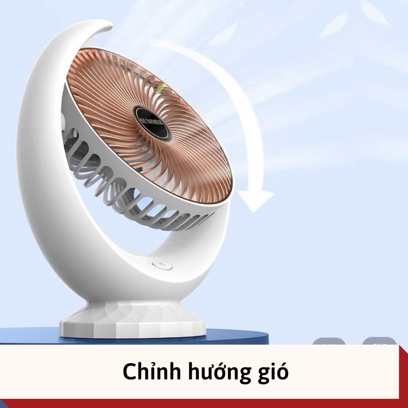 Quạt Mini Để Bàn Sạc Pin - Quạt Tích Điện Loại Lớn SUMMER Desktop Fan, Quạt Điện 3 Tốc Độ Gió, Tích Hợp Chế Độ Gập Thông Minh Sử Dụng 6-8 Tiếng