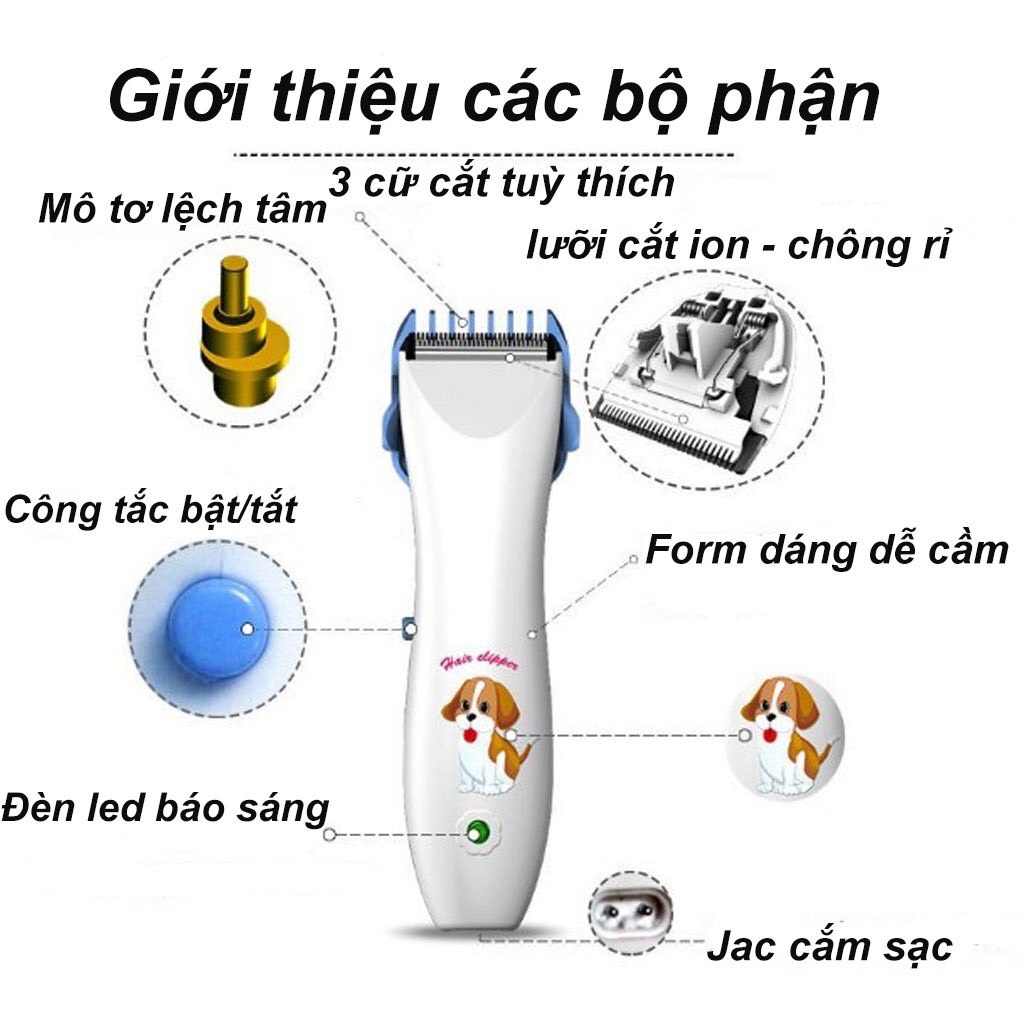 Máy Cắt Tỉa Cạo Lông Chó Mèo Không Dây, Tông Đơ Cạo Lông Chó Mèo, Tăng Đơ Cắt Tỉa Cạo Lông Thú Cưng Không Ồn, Máy Cạo Lông Thú Cưng Nhập Khẩu Cao Cấp