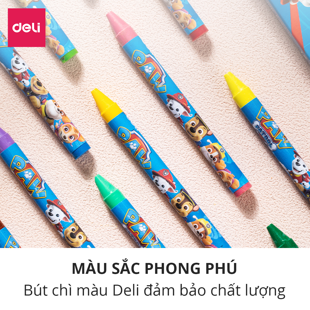 Bút Sáp Màu Paw Patrol Deli Cho Bé Tô Màu Vẽ Tranh Cho Bé Tới Trường - Màu Mịn Sắc Nét An Toàn Cho Trẻ - EC204