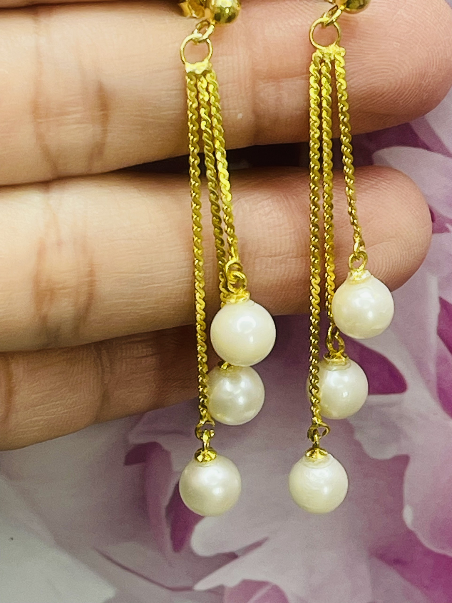 Hoa tai Bạc 925 xi vàng Trai mặn Akoya