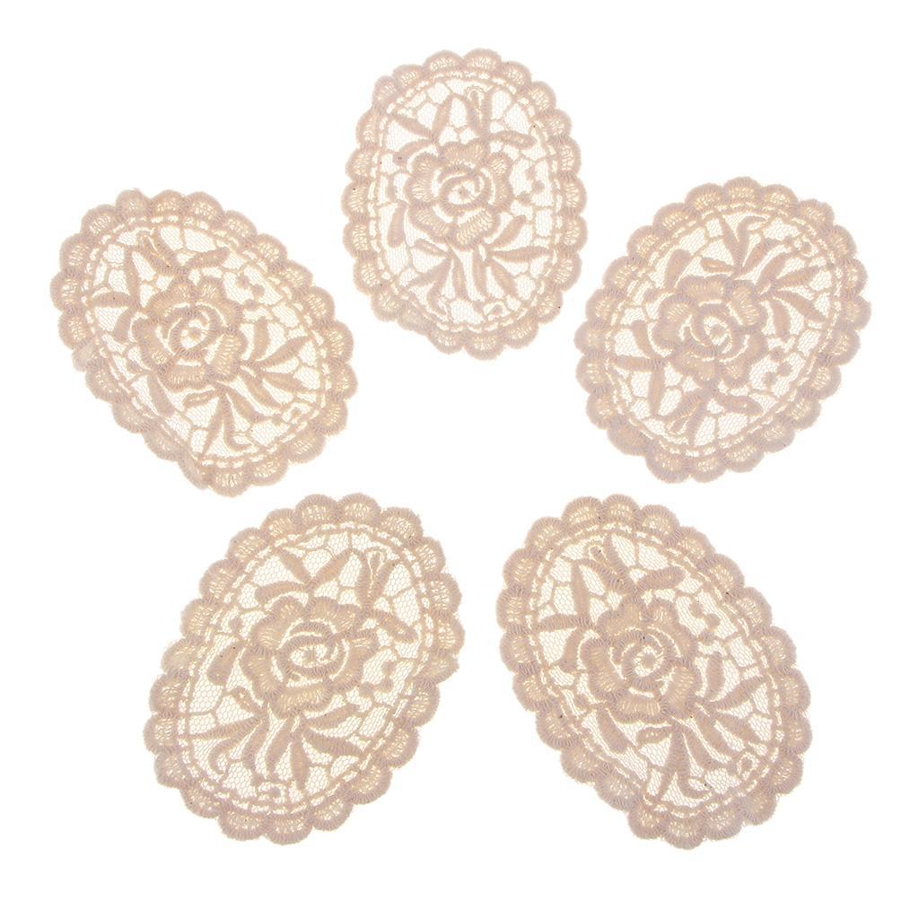 5 Pieces Embroidery Lace Appliques for Clothes Dress Decor Rose