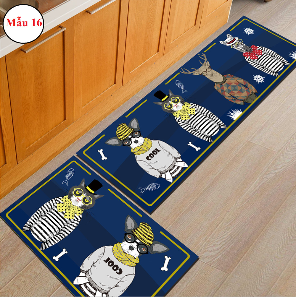 Bộ 2 thảm trải sàn nhà bếp mẫu mới hình thú