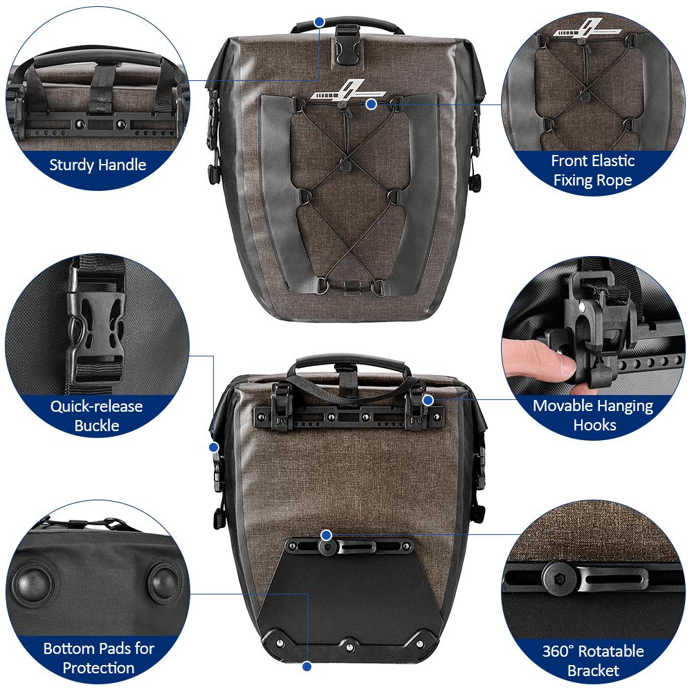 Túi đựng cốp xe đạp Được làm từ chất liệu nylon 840D chống rách bền bỉ với lớp phủ TPU chống thấm nước 27l