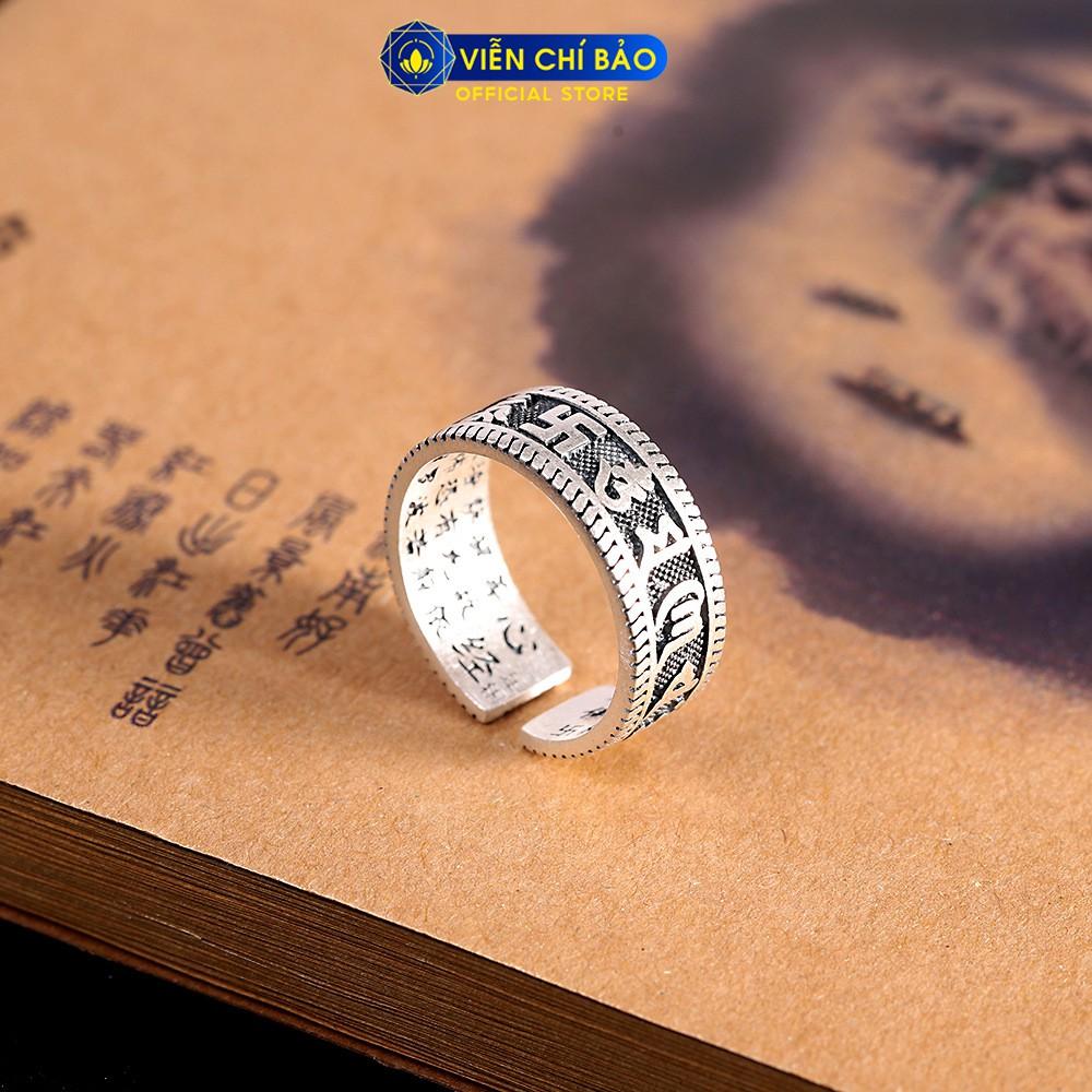 Nhẫn bạc nam Lục Tự Chân Ngôn Bát Nhã Tâm Kinh Bạc chất liệu bạc Thái 925 thương hiệu Viễn Chí Bảo N101308