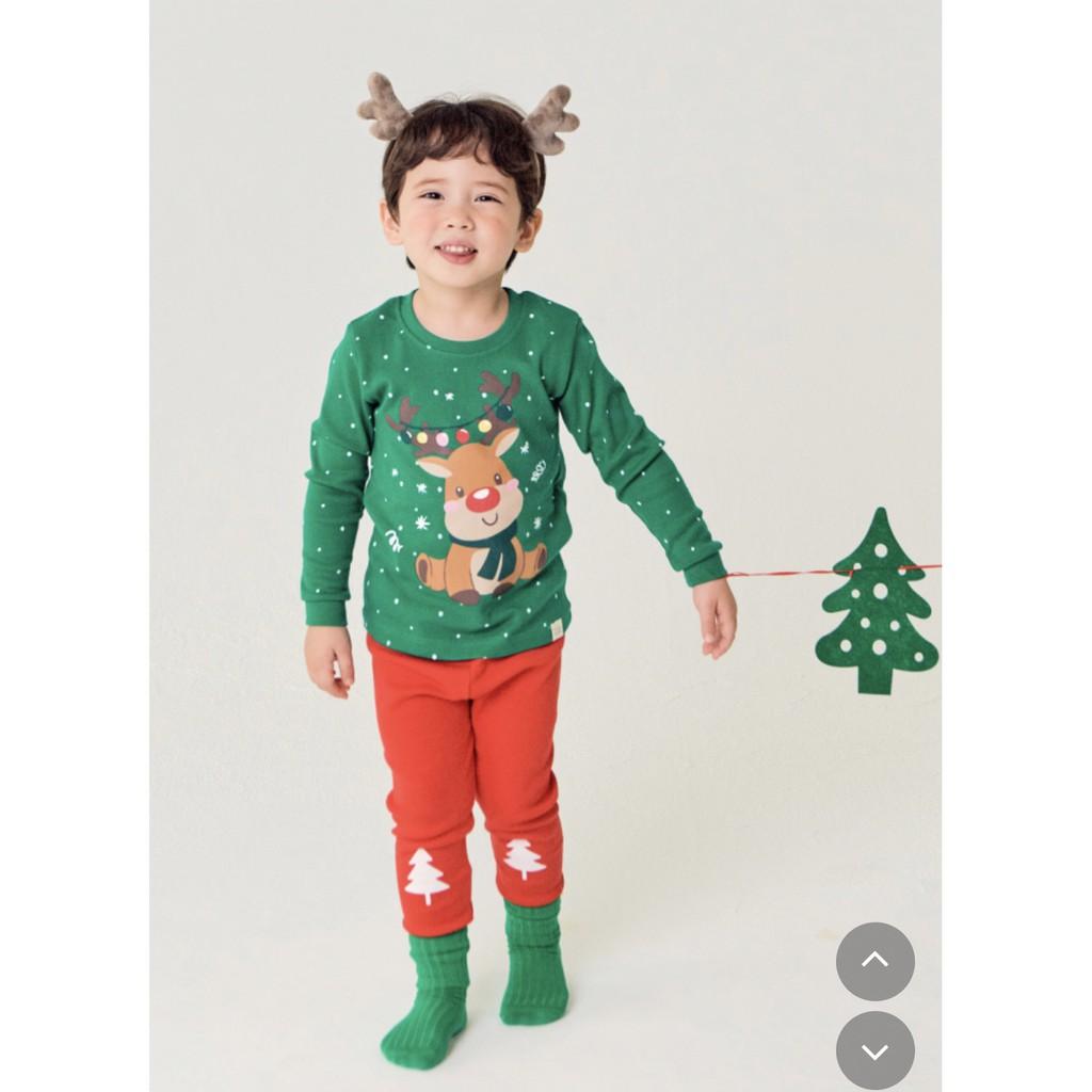BỘ NOEL TUẦN LỘC XANH LÁ CỦA HÃNG TTASOM NỘI ĐỊA HÀN, CHẤT THUN COTTON ORGANIC