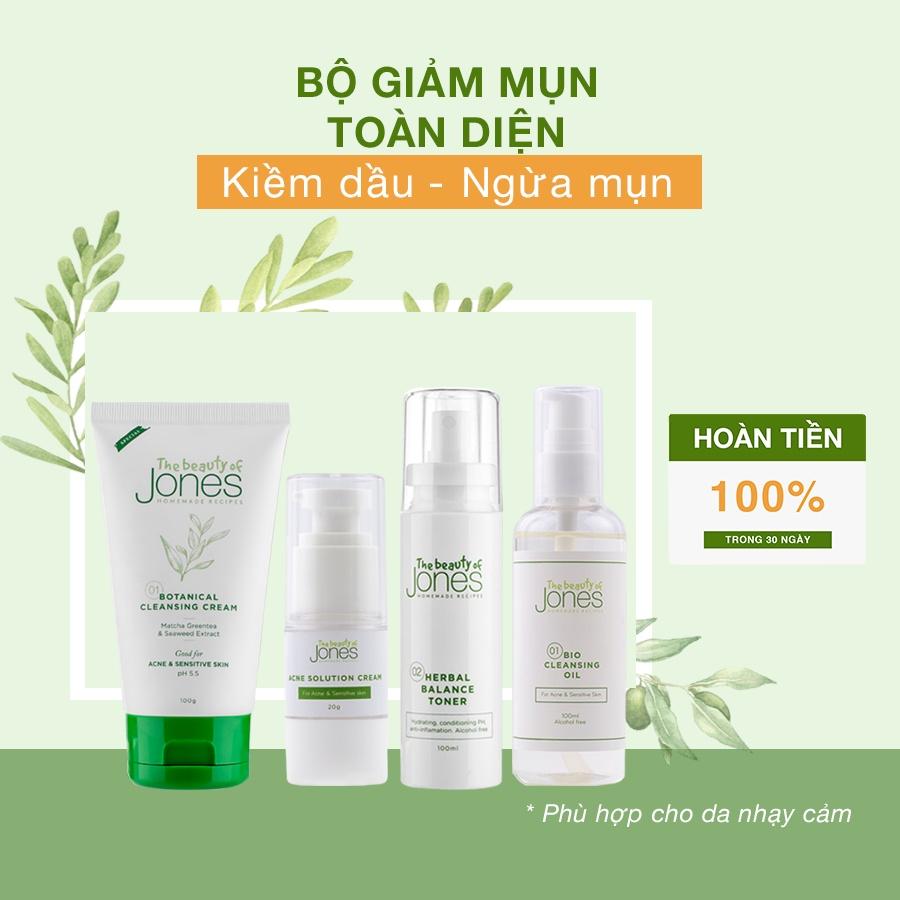 Combo giảm mụn 28 ngày chuyên sâu da mụn nhạy cảm The Beauty of Jones, Bộ kit mini trải nghiệm 10-15 ngày